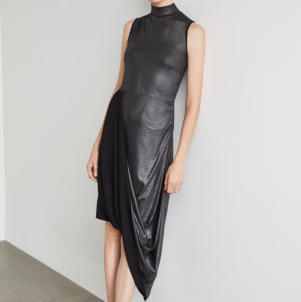 BCBGMAXAZRIA
 Metallic Draped Turtleneck